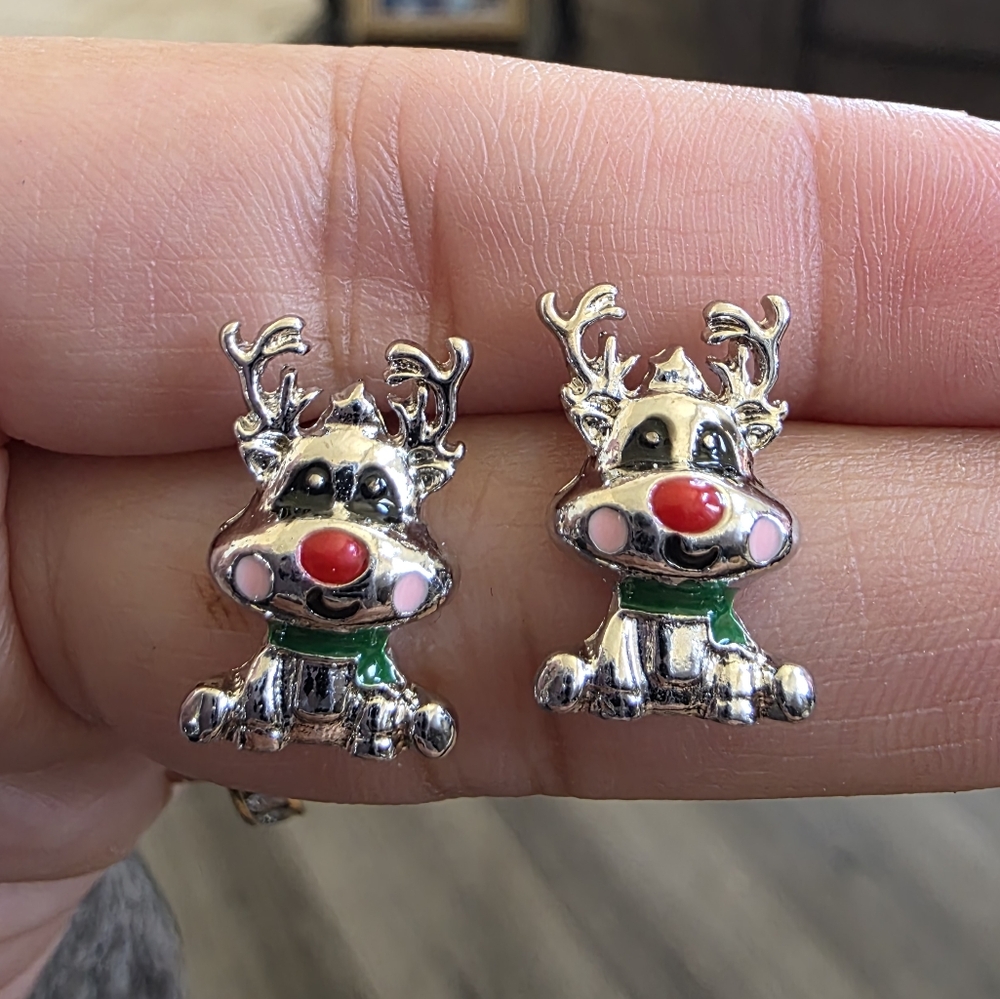 Silver Reindeer Earrings